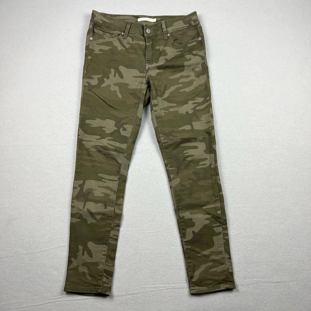 Levi's Women 26 Green Camo 711 Skinny Ankle Camouflage Mid Rise Denim Jeans